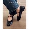 First Layer Cowhide~ Retro Niche Elastic Band Ballet Shoes Soft Sole Comfortable Mary Jane Flat Bottom Shallow Mouth Small Single Shoes