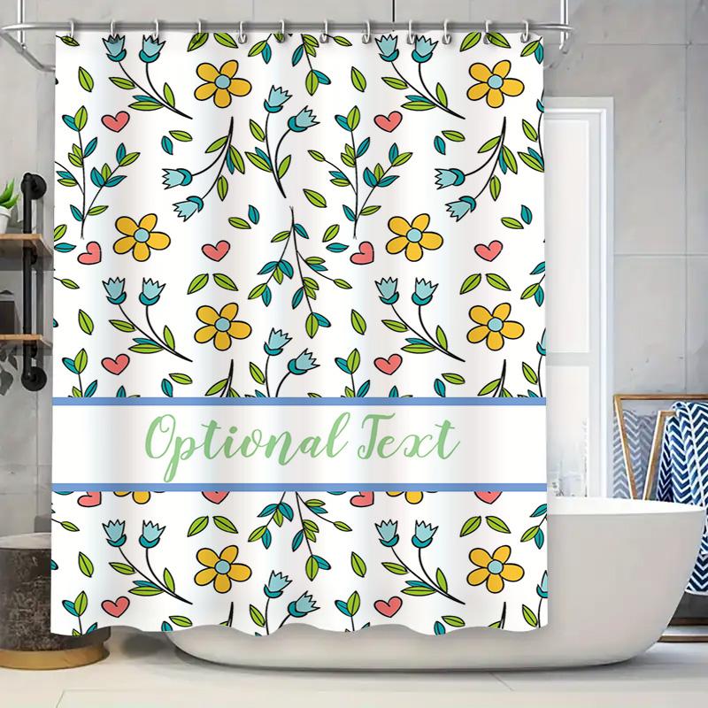 

Floral Shower Curtain With Text Ideal For Bathroom Decor W60H190(CM)-1 Pcs