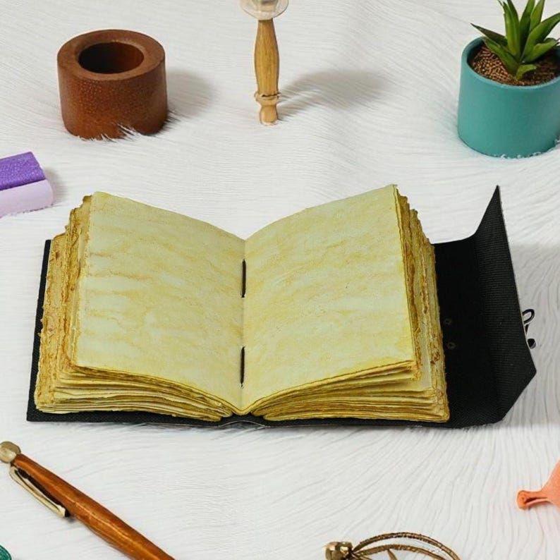 Handmade Fox Leather Journal –  Vintage Grimoire Book of Shadows, Rustic Fat Notebook, Witchcraft Gift for Men & Women