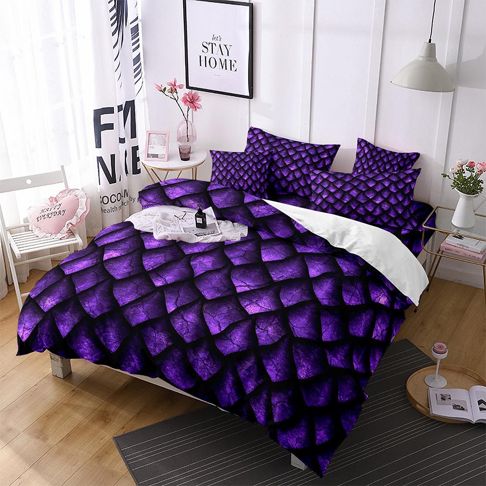 Dragon Scale Bedding Duvet Cover Set King Queen Size Wild Animal Skin Bedding Set Glitter Psychedelic Animal Comforter Cover