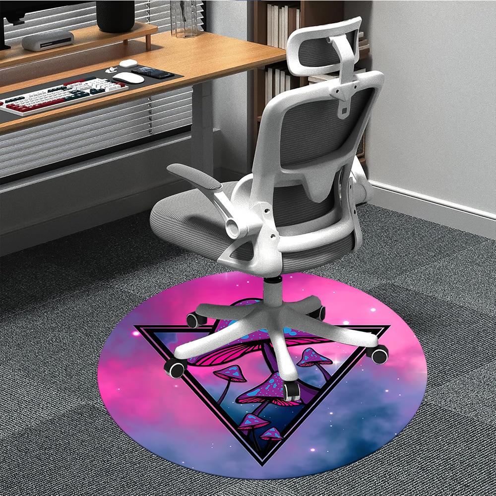 

1pc Mushroom Galaxy Office Round Area Rug, Under Office Chairs Bedroom Living Room Home Decor, Room Deco, Available in Various Sizes 80cm