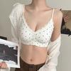 Polka dots, less flowers, light gathering, soft support bra, no steel ring, double breasts, anti-sagging bra, sweet wind