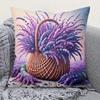 Fragrant Lavender Basket Holiday Theme DoubleSided Pillow Cover Zippered Cushion Case for Sofa Home Decor