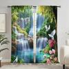 2Pcs Beautiful Forest Waterfall Landscape Curtain Vivid Nature Curtain Suitable For Bedroom Bathroom Living Room Dining Room