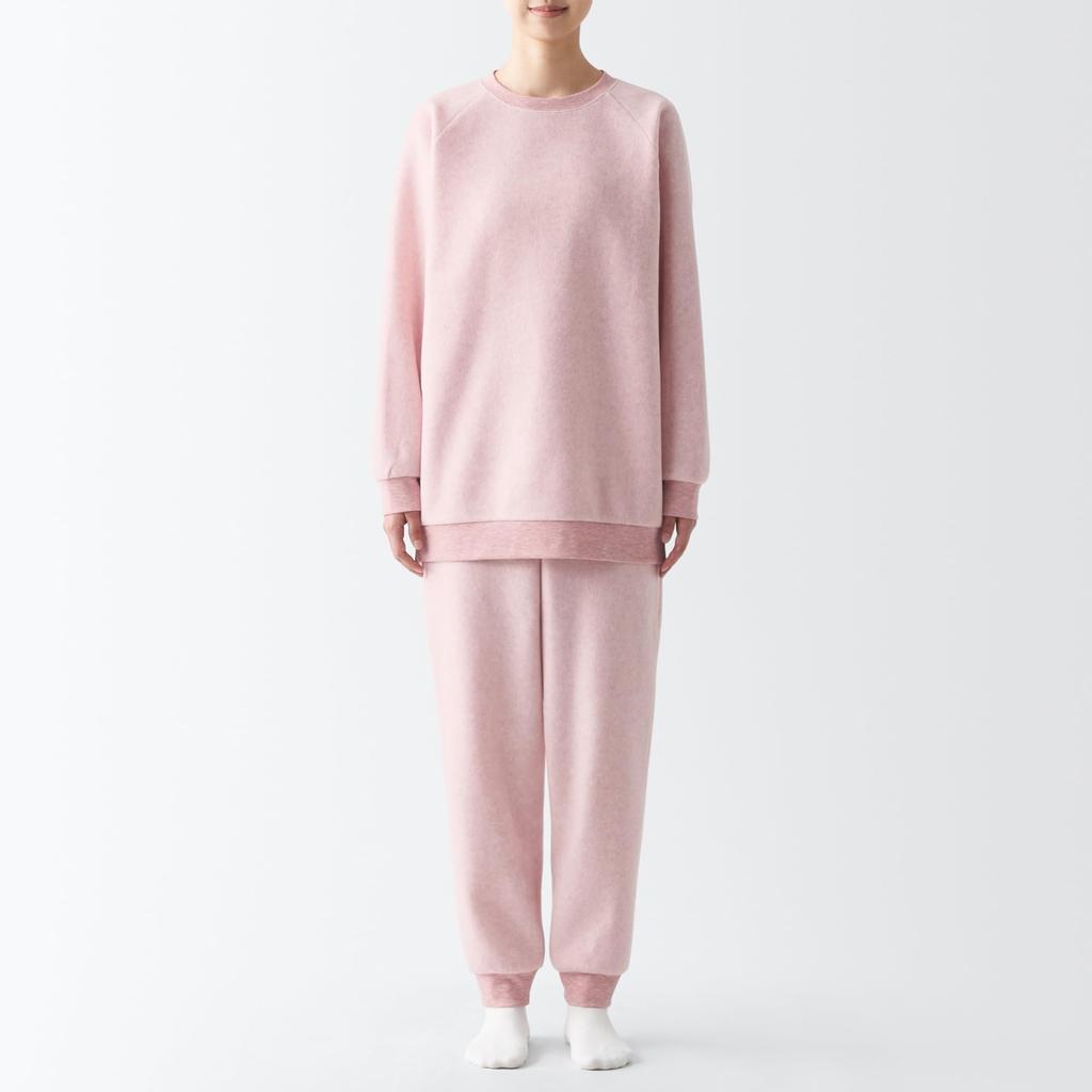 MUJI Women's Smooth Fleece Loungewear Set, Light Pink, Size Small, FD1J7A3A