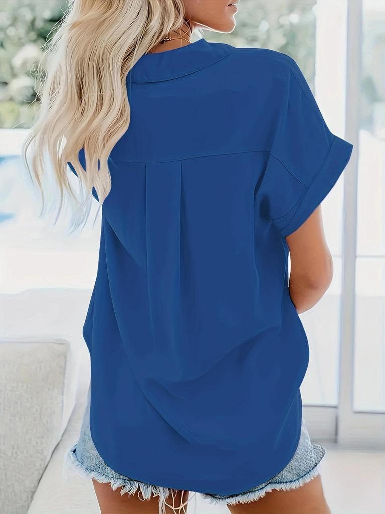 Women's 2025 Summer Exclusive Short-Sleeve Lapel Button-Down Shirt