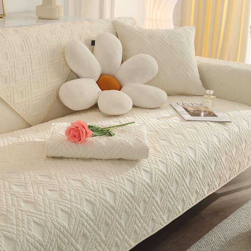 New Solid Color Sofa Seat Cushion Pure Cotton Cloth Non-slip Simple Four-season Cotton Sofa Cushion Cover Towel