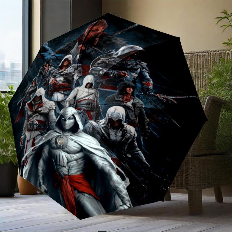 Assass Warrior Umbrella Folding umbrella, automatic umbrella 8-Frame for Travel, camping Use Gift for Halloween Christmas