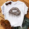 Leopard Love Heart Print Women Fashion T Shirt Black Female Short Sleeve Graphic Tops Women Sleeved Harajuk Streetwear Casual