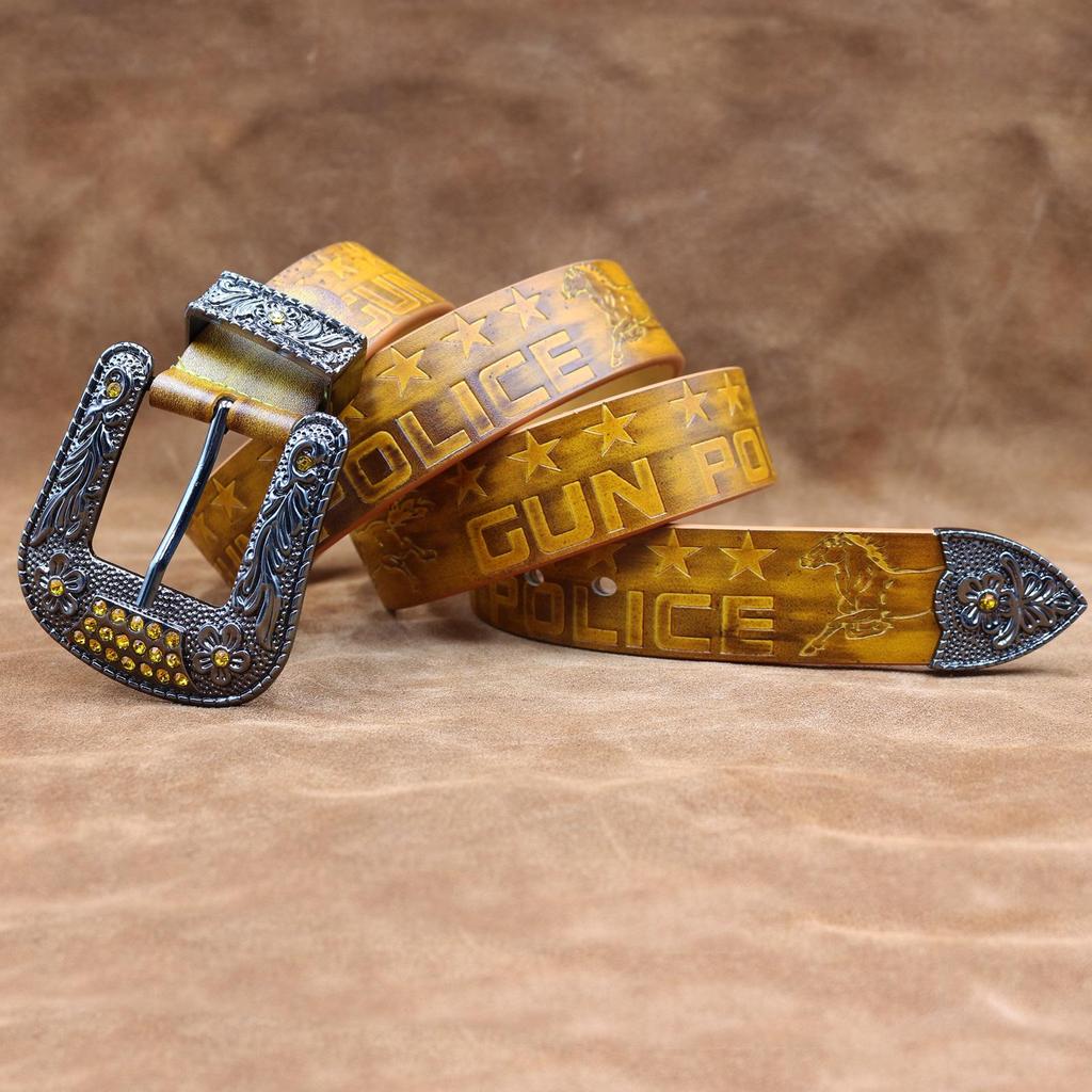 Men's Handmade Retro Leather Belt with Pin Buckle - Versatile for Jeans