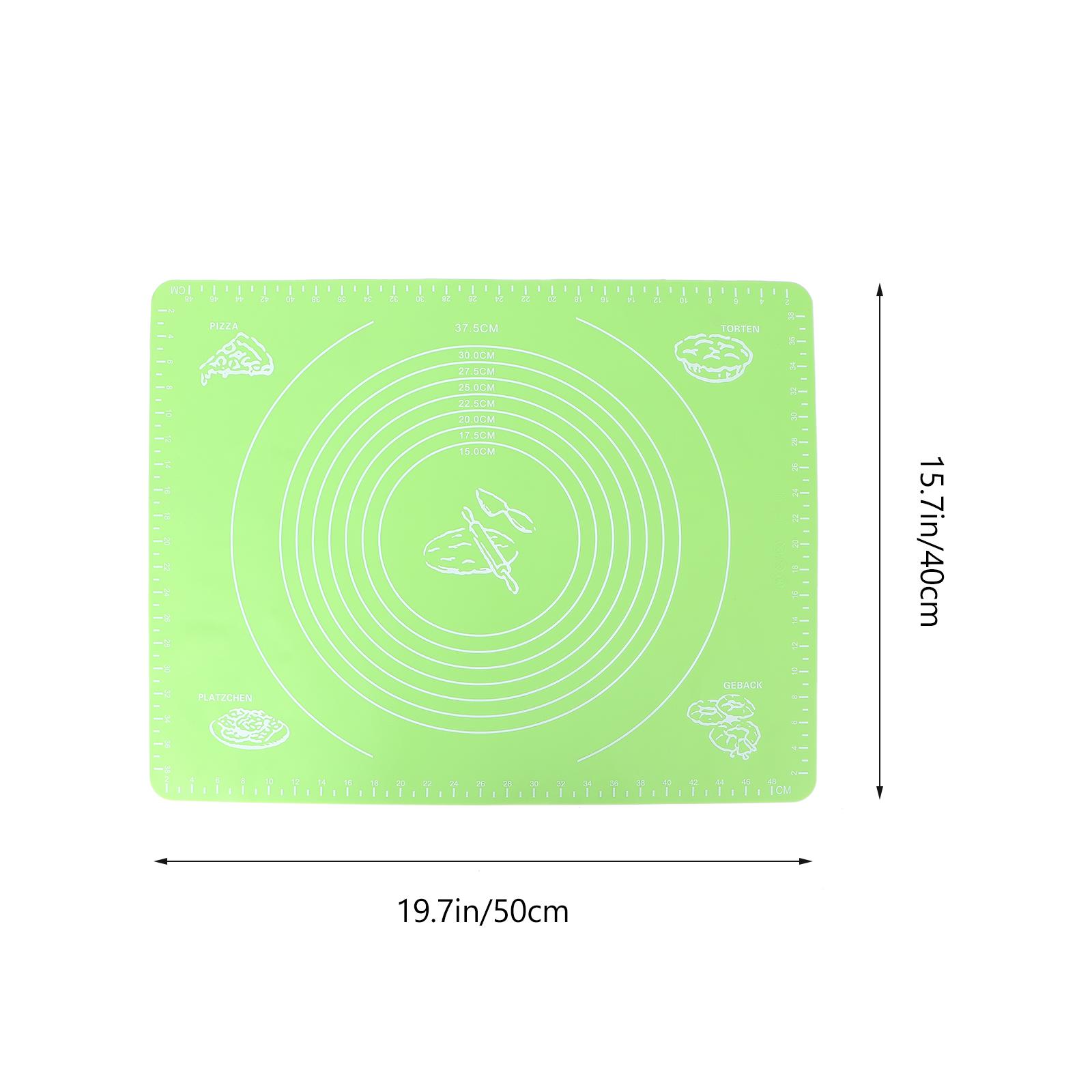 

2Pcs Silicone Pastry Rolling Mat Non Stick Baking Mat Food Grade Safe Large 50x40cm Baking Pad with Measurement Markings Easy зелений