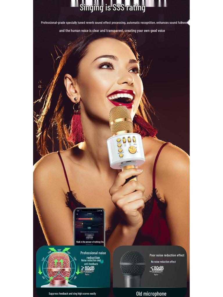 Wireless Bluetooth Microphone & Speaker for Home KTV and Mobile Singing