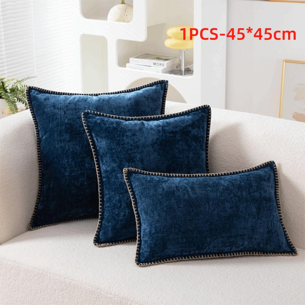 Simple Chenille Cushion Cover Solid Color Soft Throw Pillow Cover Velvet Multiple Size Decorative Pillowcase Seasonal Decor