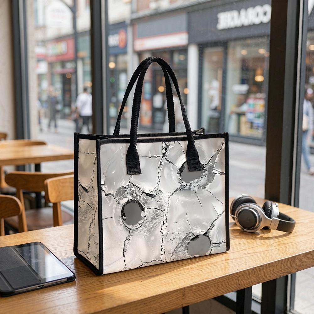 Cool Cracked Pattern Tote Bag Large Capacity Shoulder Handbag for Daily Use