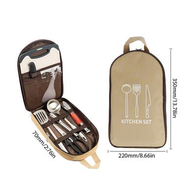 Rangement pour ustensiles de cuisine de camping extérieur Organisateur d'ustensiles de cuisine Sac de rangement portable en Oxford pour articles de cuisine Vaisselle de voyage