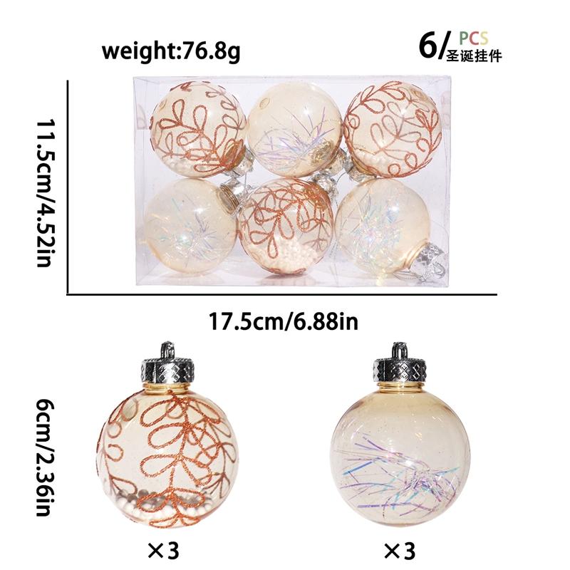 6CM Weihnachtsdekoration Bruchsichere Weihnachtskugeln Weihnachtsbaum Hängeanhänger für Heimpartydekor Neujahrsgeschenk Navidad