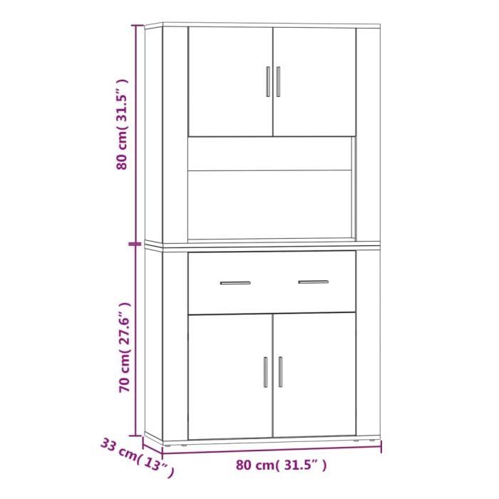 VidaXL Buffet haut Chêne marron Bois d'ingénierie 3185374