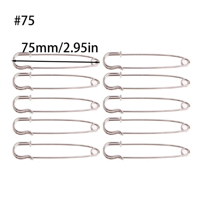 X6HE Heavy Duty 10 Pieces Safety Pins Silver Tone for Sharp Safe Pin DIY Sewing