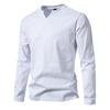 Men'S V Stand-Up Collar Long-Sleeved T-Shirt Men'S Fashion T-Shirt British Bottoming Shirt Casual Henry Collar T-Shirt