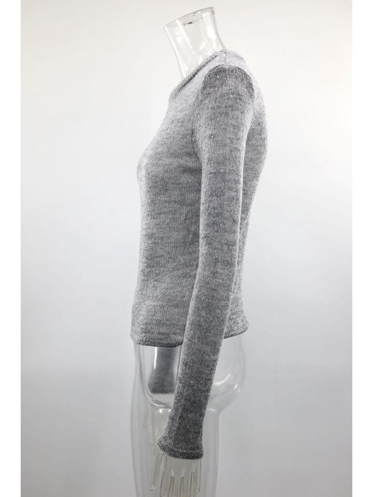 Autumn/Winter Solid Color Women's Hollow Knit Sweater - Casual Long-Sleeved Top