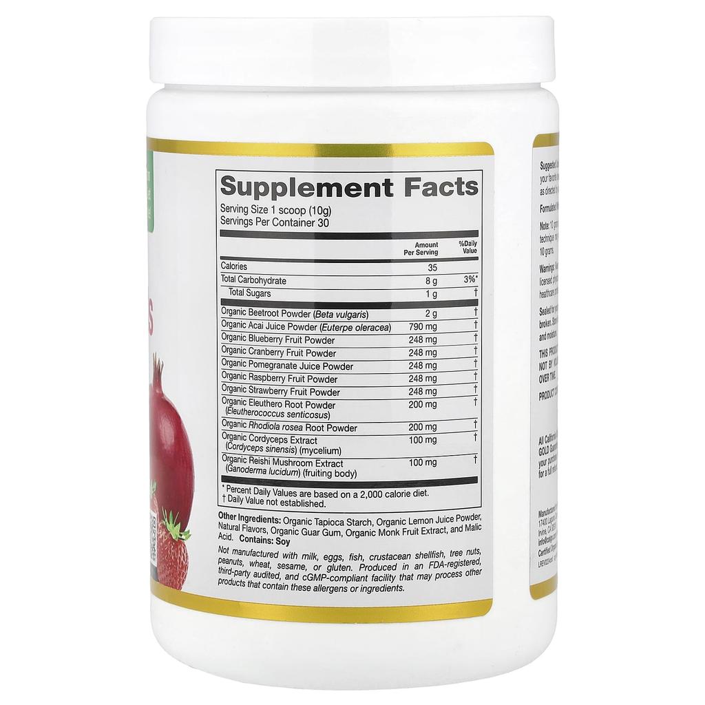 Superfood, Organic Red Superfood, Organic Acai, Organic Blueberry, Organic Cranberry and Organic Pomegranate Powder,300G (10.58Oz)