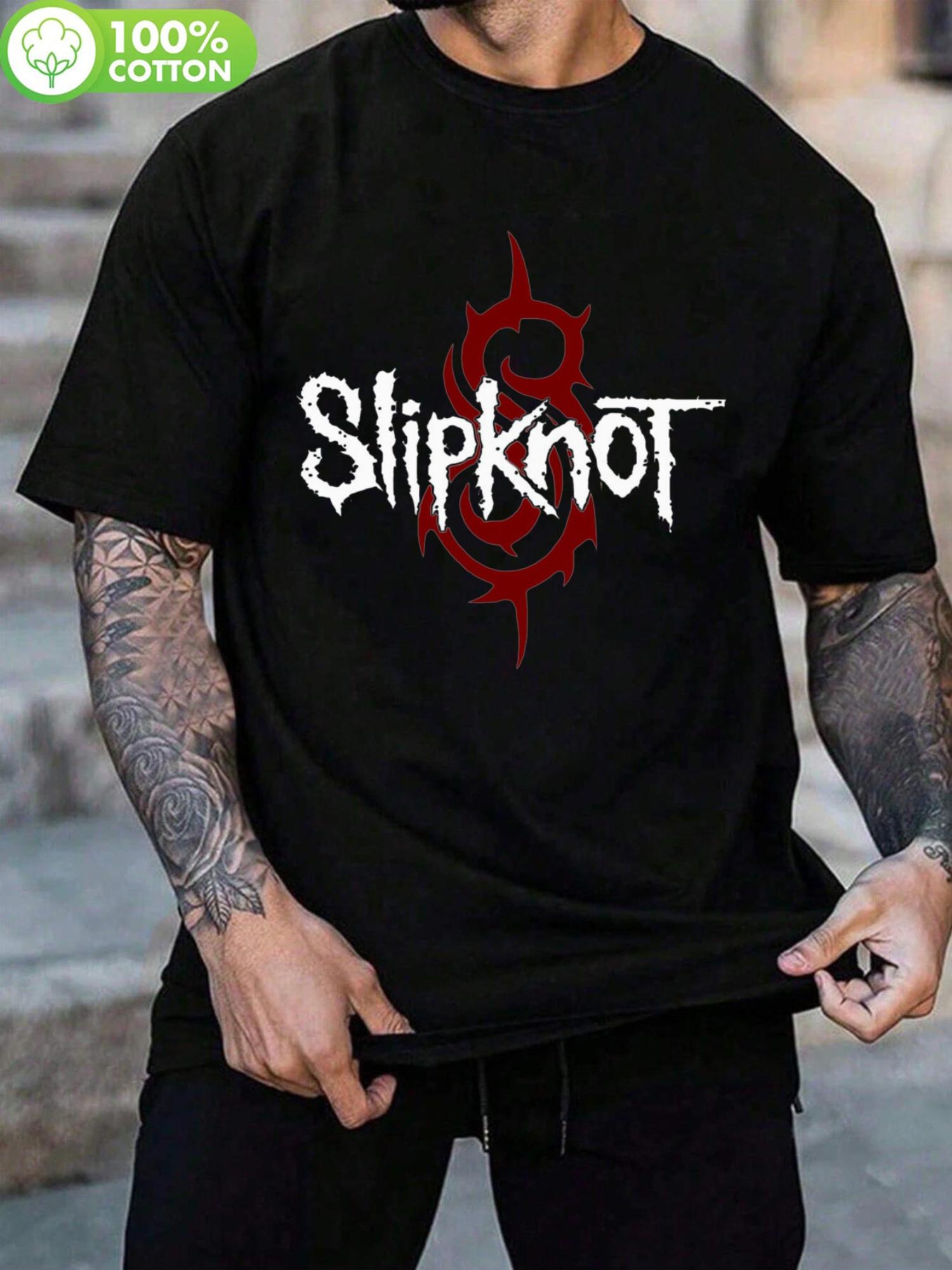 Slipknot-Inspired Cotton T-shirt - Black Crew Neck M