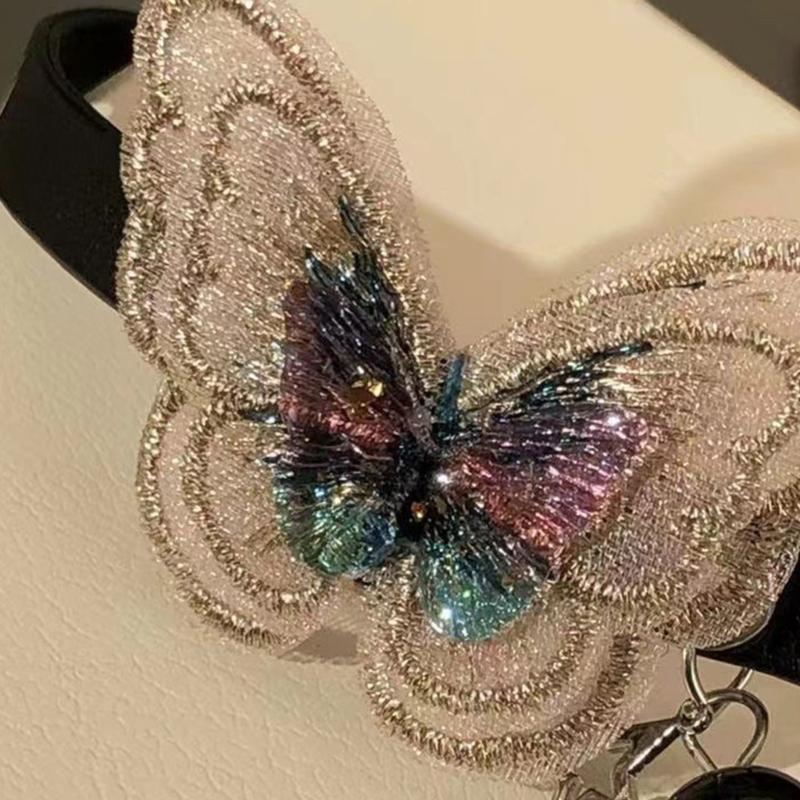 Sweet Cool Butterfly Choker Fashion Clavicle Chain Necklace Party Jewelry Simple Y2K Clavicle Chain PU Leathers Necklace