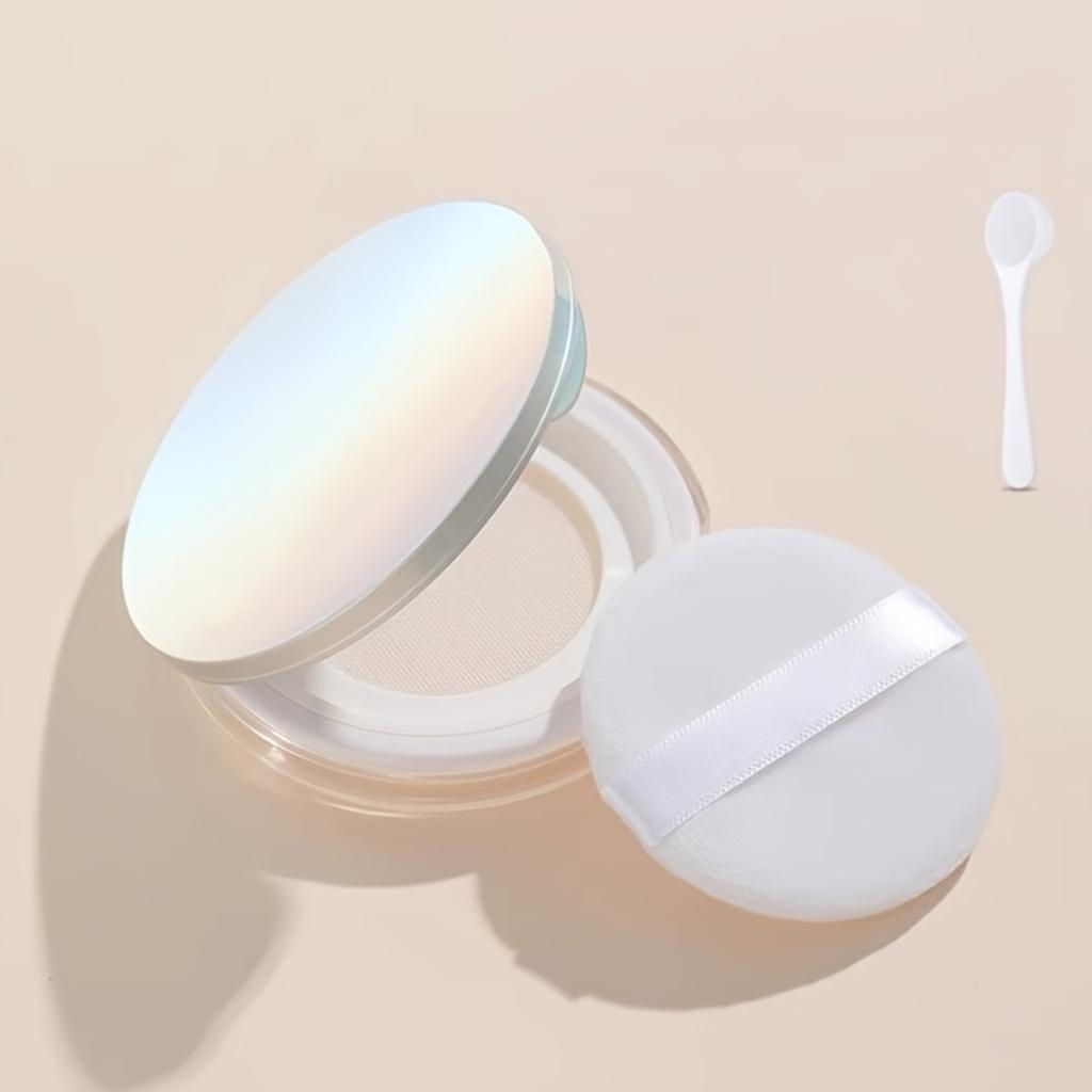 3g Ultra-Thin Loose Powder Compact-Portable,Leak-Proof Container with Elastic Net and Spoon,Sponge Empty Reusable Powder Box