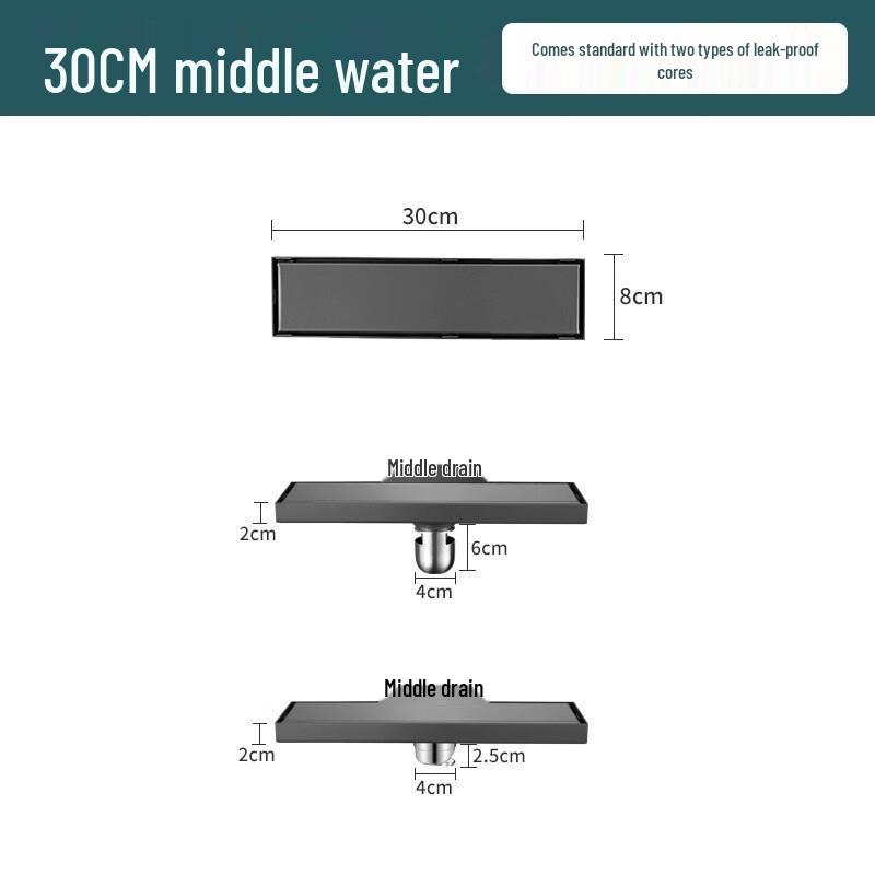 Gunmetal Grey Invisible Long Strip Floor Drain