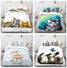 Cartoon Pet Cat Pattern Bedding Kit Quilt Cover Pillowcase Single and Twin Bed Large Size Large Size Adult and Teenager Gift