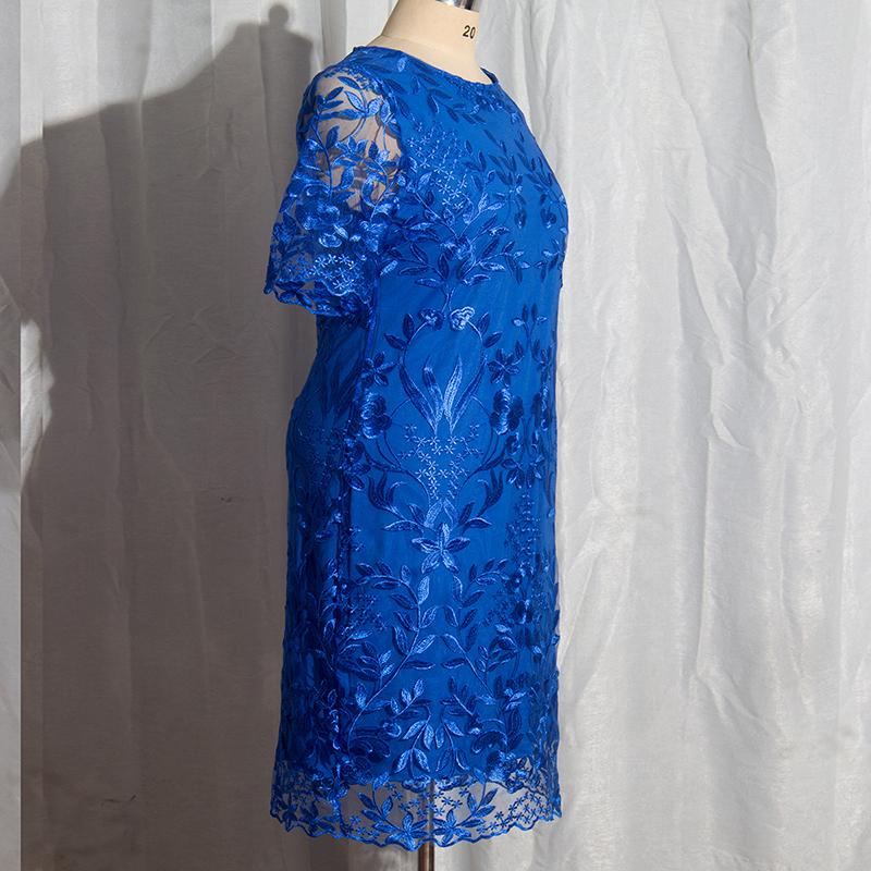 Abito da donna estivo manica corta ricamo abiti lunghi da donna abiti casual o-collo di grandi dimensioni