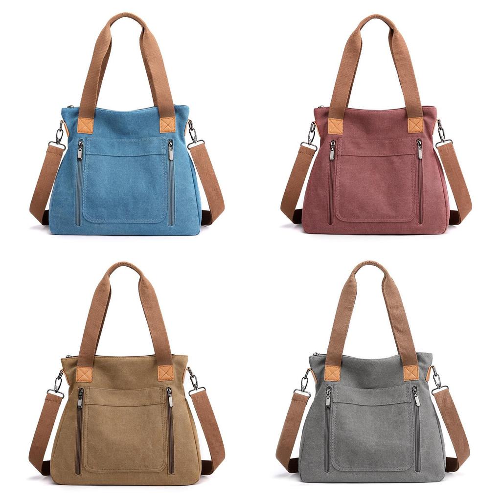 Canvas Tote Bag For Women With Large Capacity And Zipper Closure For Daily Use