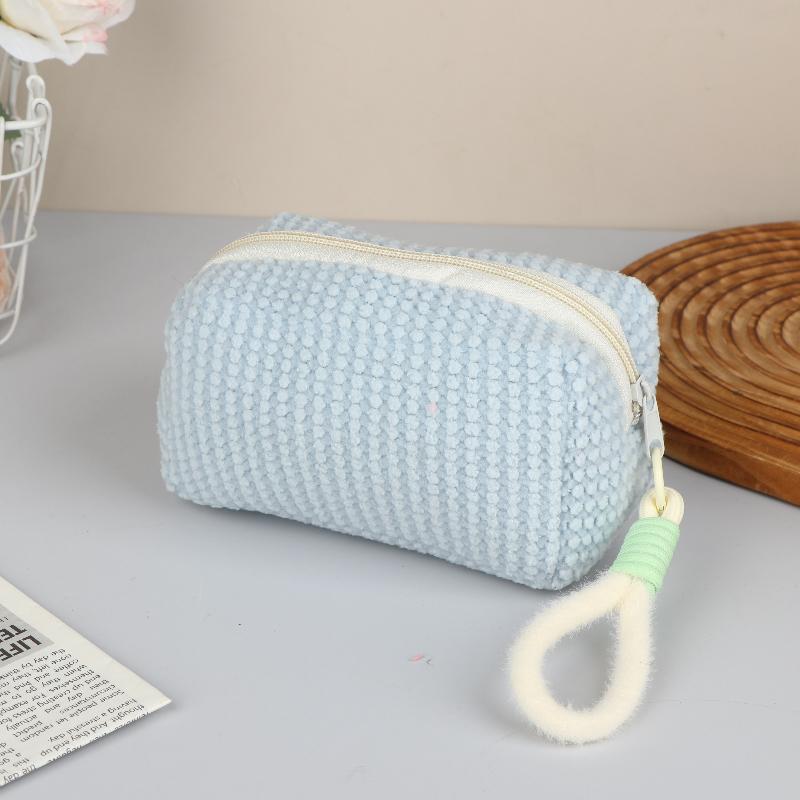 Sweet And Girly Candy Color Plush Large Capacity Makeup Bag, Toiletry Bag, Travel Portable Handbag Plush Makeup Bag