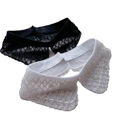 New Embroidered Bead Collar Women's Lace Collar Clothing Accessory Lace Up Shawl Cloak Fake False Collars Dress Blouse Decor