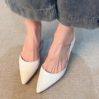 Retro French Pointed Temperament High Heels Women's Pedal 2025 New Work Shoes Versatile Light Mouth Hollow Single Shoes