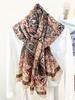 Elegantes Damen Boho Seidenschal Langes Wickeltuch Vintage Blumendruck Sonnenschutz Bandanas Hijab Mujer Schal Pareo Strand Lässig Neu