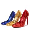12cm Moda Europea Pelle Verniciata Rossa Punta Tonda Tacchi Sottili a Spillo Taglia Grande Scarpe da Donna Eleganti Per Pole Dance e Spettacolo da Palcoscenico WZ-091-2