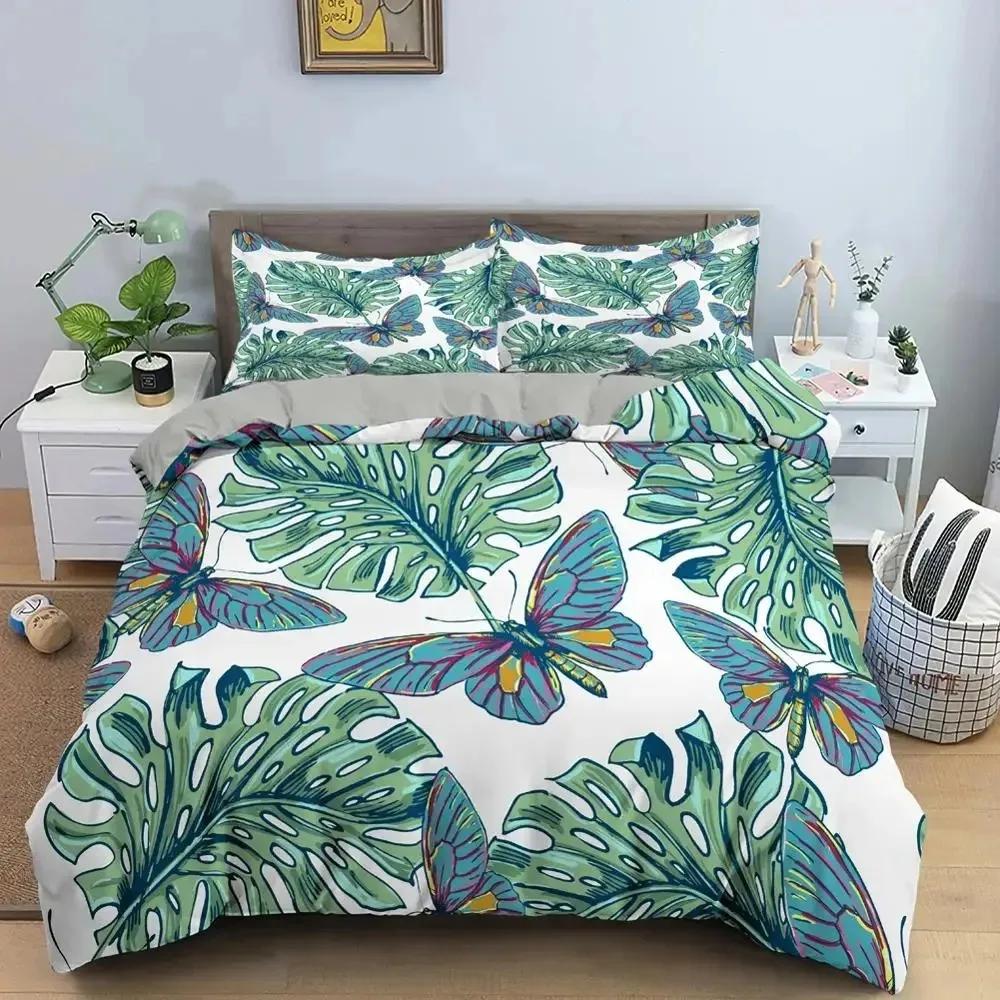Butterfly Floral Beautiful Flower Bedding Set Boys Girls Twin Queen Size Duvet Cover Pillowcase Bed Boys Adult Home Textileextil