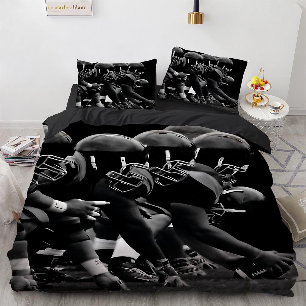 3D Print Rugby Sports Duvet Cover Set, American Football Bedding Set Queen Fashion 3pcs Comforter Microfiber Quilt Cover Double