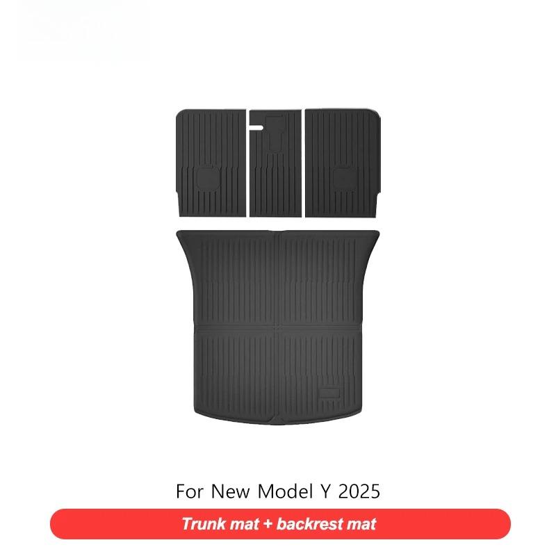 Floor Liners and Seat Back Pads for New Tesla Model Y Juniper 2025 All-Weather Waterproof TPE Trunk Mats Foot Mats Car Part