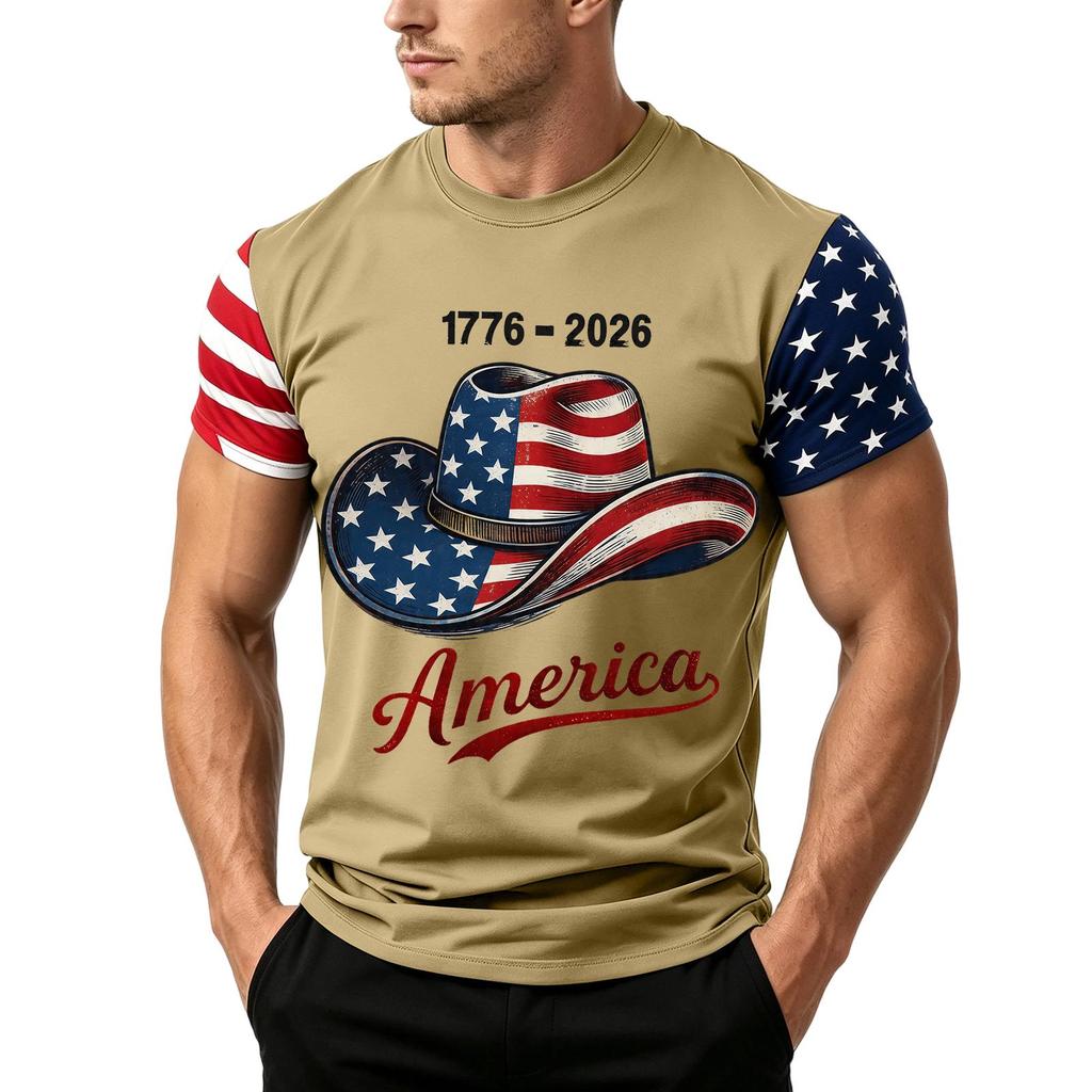 Herren Unabhängigkeitstag Flaggenprint Kurzarm T-Shirt, Locker Lässig Täglich Sommer Oberteile