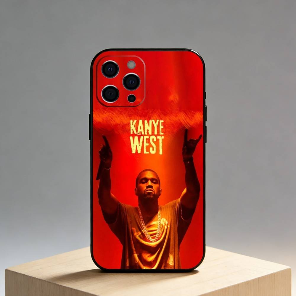 K-Kanye W-West Phone Case For iPhone17,16,15,14,13,12 Plus,Max Soft Silicone Black Cover iPhone14ProMax