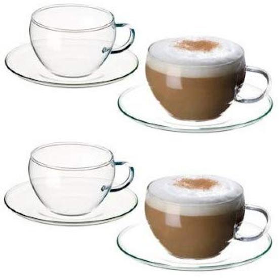glass SIMAX cup and saucer set of 4 4 Czech-made heat-resistant (4 cups, saucers) 2452/4232/4