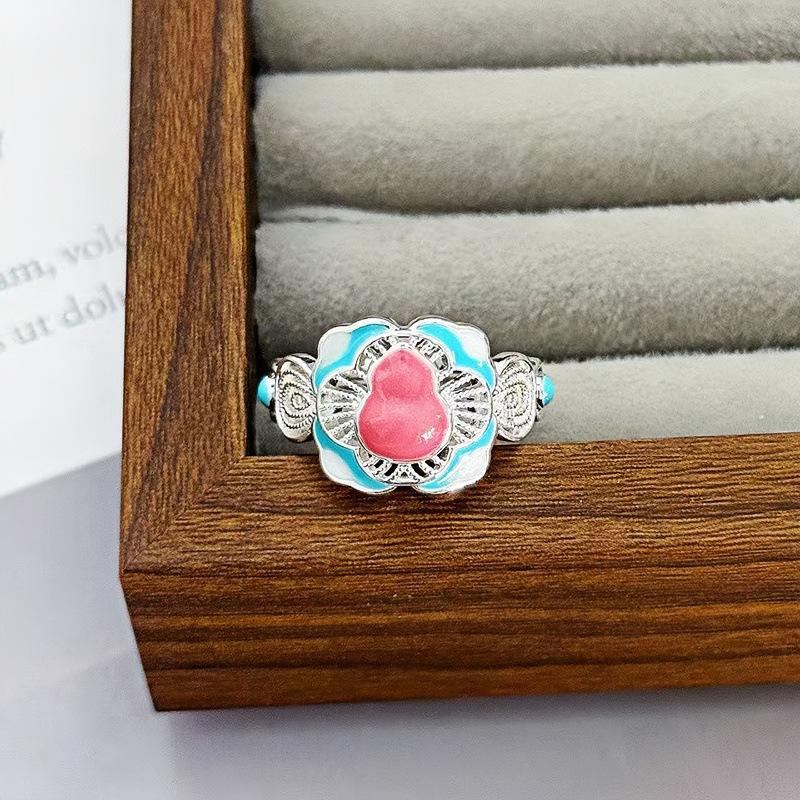 Enamel Color Butterfly Ring French Niche Exquisite Ring Middle Ancient Small Fresh Super Fairy Temperament Open Index Finger Ring