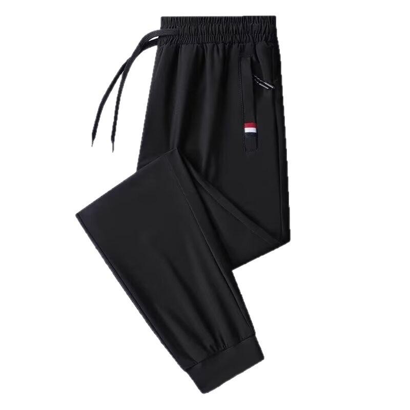 Shirts and Less Clothing Sweatpants Men's Summer Large Size Pocket Zipper Leggings Ice Silk Trousers