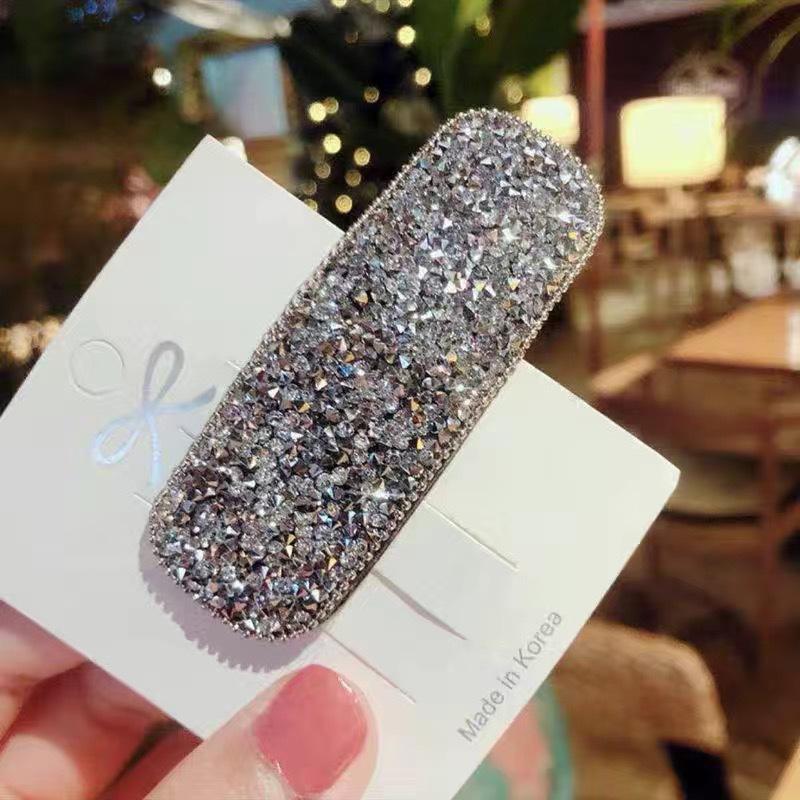 Korean Full Crystal Hairpin Side Hair Ornaments Women's New BB Clips Luxury Fashion Accessories