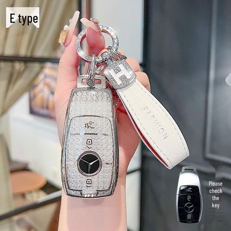High-End Key Case for 25 Mercedes-Benz Models: E300L, C260L, GLC, GLS, EQE, A-Class - Elegant Design for Women