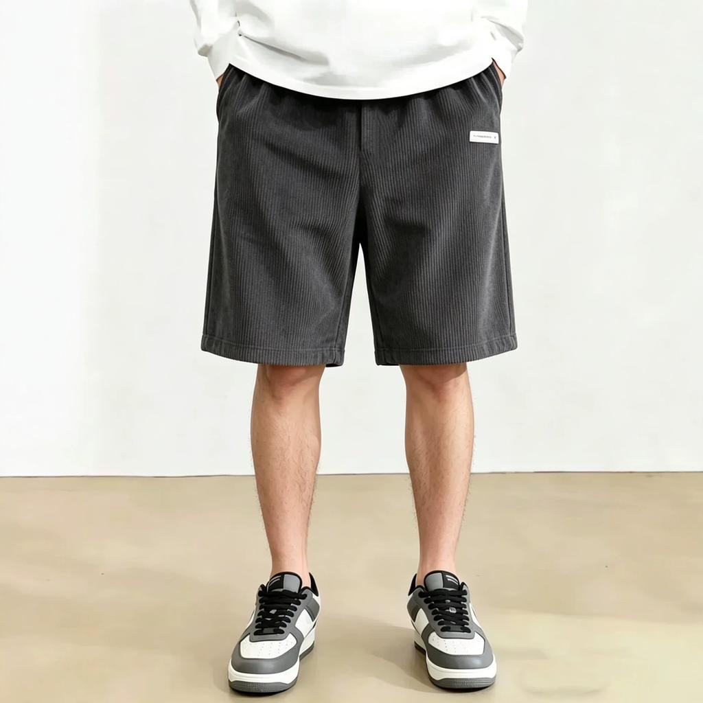 Summer new men's corduroy shorts Japanese loose straight five-point pants casual versatile outer sweatpants