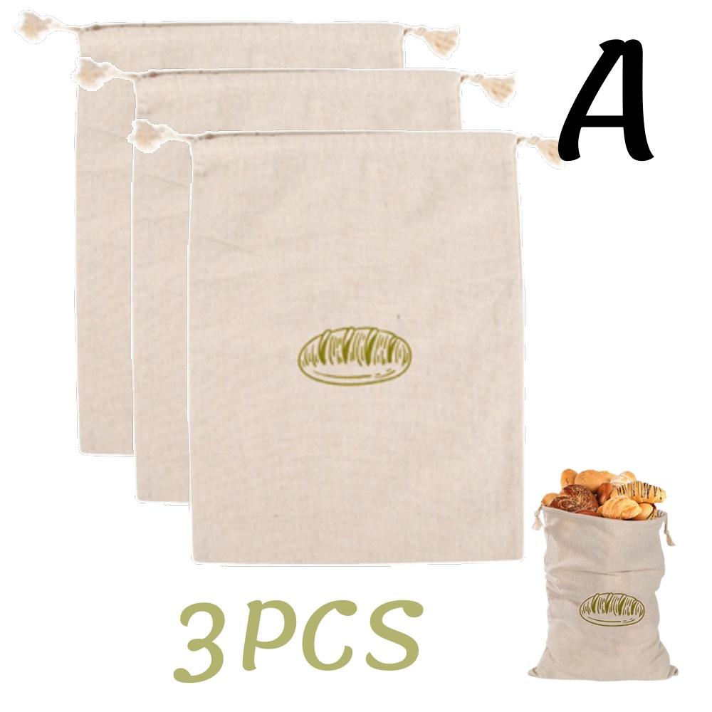 1/6pcs Reusable Linen Bread Bag Baking Storage Container for Toast Unbleached Preservation Bag with Drawstring Kitchen Organizer