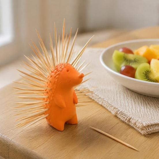 Small Desktop Storage Box Hedgehog Toothpick Holder, 3D Printed Animal Stand, Cute Refillable Decorative Dispenser for Home Office Restaurant,